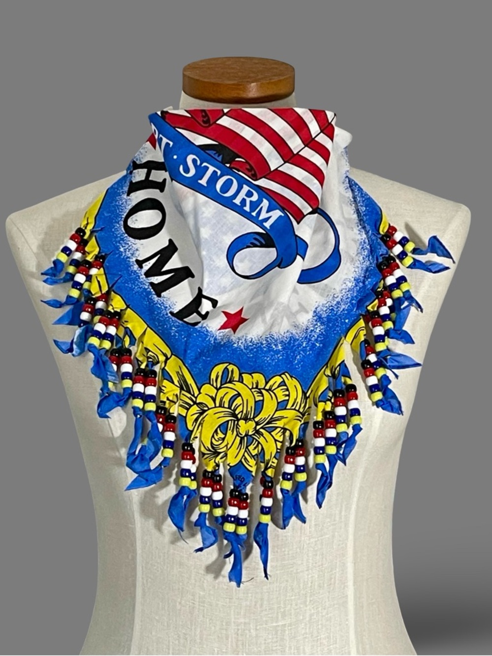 Desert Storm “Welcome Home” Handcrafted Beaded Bandana Western Style Neckerchief